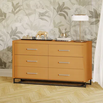 Streamdale Furniture Streamdale Industrial Iron Base 6-drawer Double Dresser In Orange