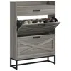 Streamdale Furniture Streamdale Industrial Narrow Shoe Cabinet With Flip Drawers And Shelves