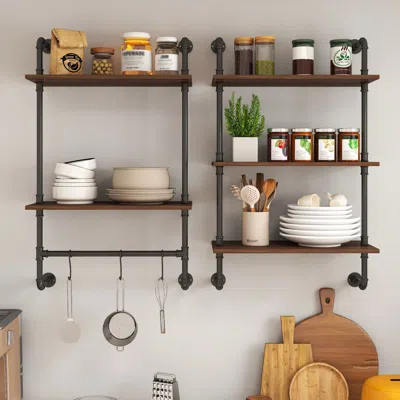Streamdale Furniture Streamdale Industrial Pipe Shelf - 3 Tier & 2 Tier Wall Shelves