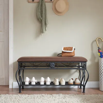 Streamdale Furniture Streamdale Industrial Shoe Rack Bench For Small Spaces