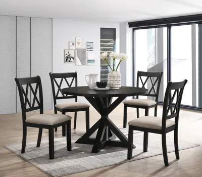 Streamdale Furniture Streamdale Indvale Cross-buck Wood 5-piece Dining Set In Black
