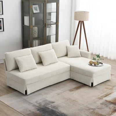 Streamdale Furniture Streamdale Interchangeable L-shape Sofa With Skirt For Style And Versatility