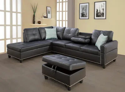Streamdale Furniture Streamdale Irine Faux Leather Sectional Sofa With Ottoman