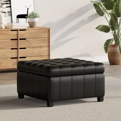 Streamdale Furniture Streamdale Isabella Faux Leather Ottoman: Elegance And Storage In One