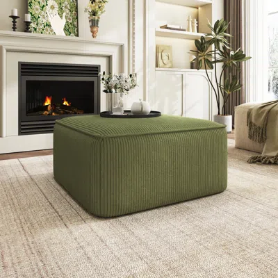 Streamdale Furniture Streamdale Isabella Square Ottoman, Corduroy