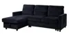Streamdale Furniture Streamdale Ivy Black Velvet Reversible Sleeper Sectional Sofa With Storage