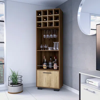 Streamdale Furniture Streamdale Jackson 12-bottle 2-shelf 1-drawer Bar Cabinet Mahogany