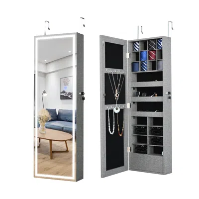 Streamdale Furniture Streamdale Jewelry Mirror Cabinet With Led Lights For Door/wall