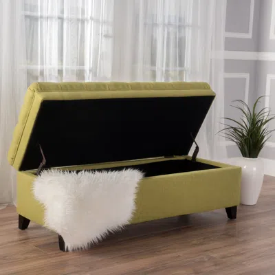 Streamdale Furniture Streamdale Juliana Fabric Storage Ottoman Green