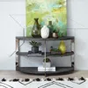 Streamdale Furniture Streamdale Kalne Console Table Half Moon Shape With 2 Open Shelves