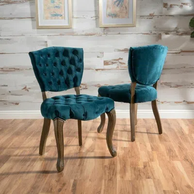 Streamdale Furniture Streamdale Kd Tufted Chair (wthr)(set Of 2) In Blue