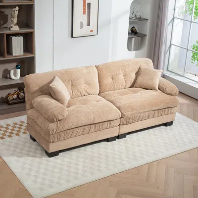 Streamdale Furniture Streamdale Khaki Chenille Sectional Sofa Sleeper
