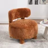 Streamdale Furniture Streamdale Khaki Fur Fabric Accent Chair With Curved Back