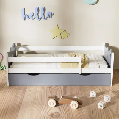 Streamdale Furniture Streamdale Kid's Wood & Bamboo Bed Frame With Star/moon Decor, Toddler, Easy Assembly