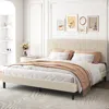 Streamdale Furniture Streamdale King Bed Frame: Bandaged Headboard, Beige