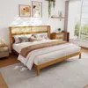 Streamdale Furniture Streamdale King Bed Frame With Headboard - Natural Rubberwood