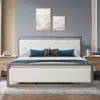 Streamdale Furniture Streamdale King Bed With Boucle Fabric Headboard, Wood Frame