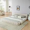 Streamdale Furniture Streamdale King Beige Upholstered Platform Bed Frame