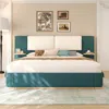 Streamdale Furniture Streamdale King Blue Upholstered Platform Bed Frame In Green