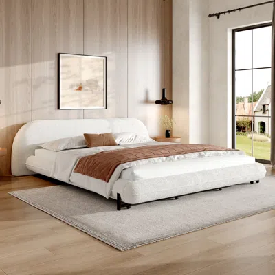 Streamdale Furniture Streamdale King Boucle Upholstered Platform Bed Frame