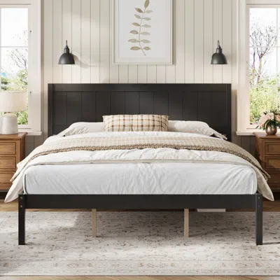 Streamdale Furniture Streamdale King Espresso Platform Bed Frame With Headboard And Wood Slats