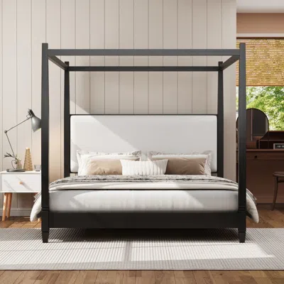 Streamdale Furniture Streamdale King Led Storage Bed W/usb, Walnut Pinewood Frame