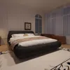 Streamdale Furniture Streamdale King Platform Bed With Padded Backrest And Solid Wood Frame