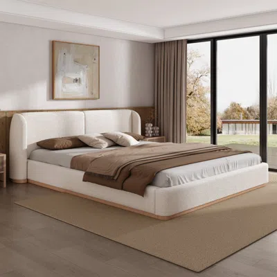 Streamdale Furniture Streamdale King Size Bed Frame, Boucle Wingback Headboard, White