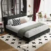 Streamdale Furniture Streamdale King Size Bed Frame With Tufted Headboard, Chenille Platform Bed, Black