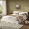 Streamdale Furniture Streamdale King Size Beige Linen Upholstered Platform Bed With Thick Headboard/footboard