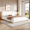Streamdale Furniture Streamdale King Size Boucle Upholstered Curved Headboard Bed Frame, White