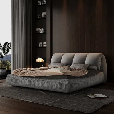 Streamdale Furniture Streamdale King Size Luxury Upholstered Platform Bed With Oversized Padded Backrest And Solid Wood F
