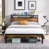 Streamdale Furniture Streamdale King Size Metal Platform Bed Frame With Storage & Usb No Box Spring