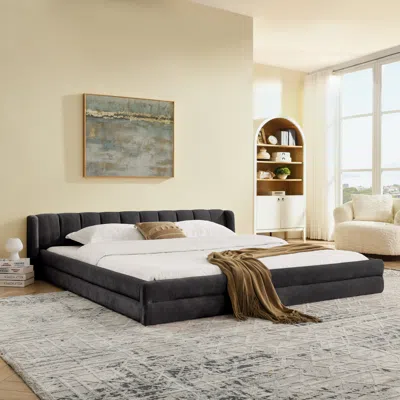 Streamdale Furniture Streamdale King Size Upholstered Bed Frame - Dark Gray (88"*87"*23")