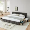 Streamdale Furniture Streamdale King Size Upholstered Bed Frame - Dark Gray, Chenille Fabric, Storage Drawer