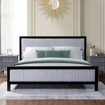 Streamdale Furniture Streamdale King Size Upholstered Bed With Fluffy Soft Headboard, Frame