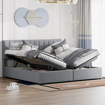 Streamdale Furniture Streamdale King Size Upholstered Platform Bed With A Hydraulic Storage System