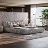 Streamdale Furniture Streamdale King Size Upholstered Platform Bed With Solid Wood Frame, Light Grey