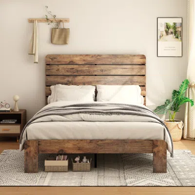 Streamdale Furniture Streamdale King Size Wood Platform Bed Frame With Storage In Brown