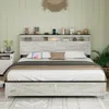 Streamdale Furniture Streamdale King White Bed: Wood Headboard & Hidden Storage (no Box Spring)