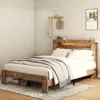 Streamdale Furniture Streamdale King Wood Bed Frame Led Headboard Usb Storage In Brown