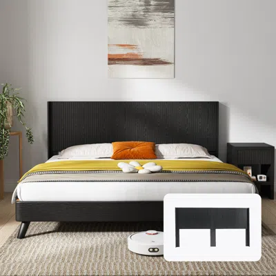 Streamdale Furniture Streamdale King Wood Headboard Black Oak Fluted Panel