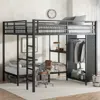 Streamdale Furniture Streamdale King/twin Xl Bunk Bed With Wardrobe & Desk - Black