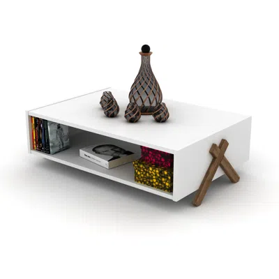 Streamdale Furniture Streamdale Kipp Coffee Table With Interior Shelving In White