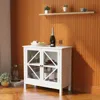 Streamdale Furniture Streamdale Kitchen Cabinet With Double Glass Doors In White