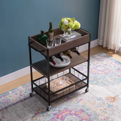 Streamdale Furniture Streamdale Kitchen Cart Walnut Oak Black