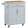 Streamdale Furniture Streamdale Kitchen Island Cart Rolling Trolley Cart With Drawer, Storage Cabinet & Towel Rack, Gray