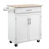 Streamdale Furniture Streamdale Kitchen Island Cart Rolling Trolley Cart With Drawer, Storage Cabinet & Towel Rack, White