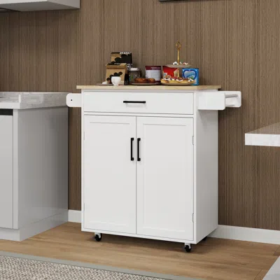 Streamdale Furniture Streamdale Kitchen Island Rolling Trolley Cart With 1 Drawer & 2 Doors With Storage Racks