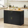 Streamdale Furniture Streamdale Kitchen Island W/ Drawers & Trash Storage - Black